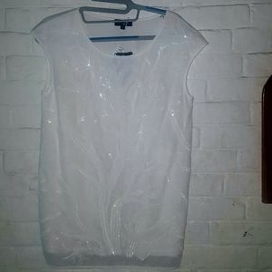 Color Works NWT beautifully sequined white top